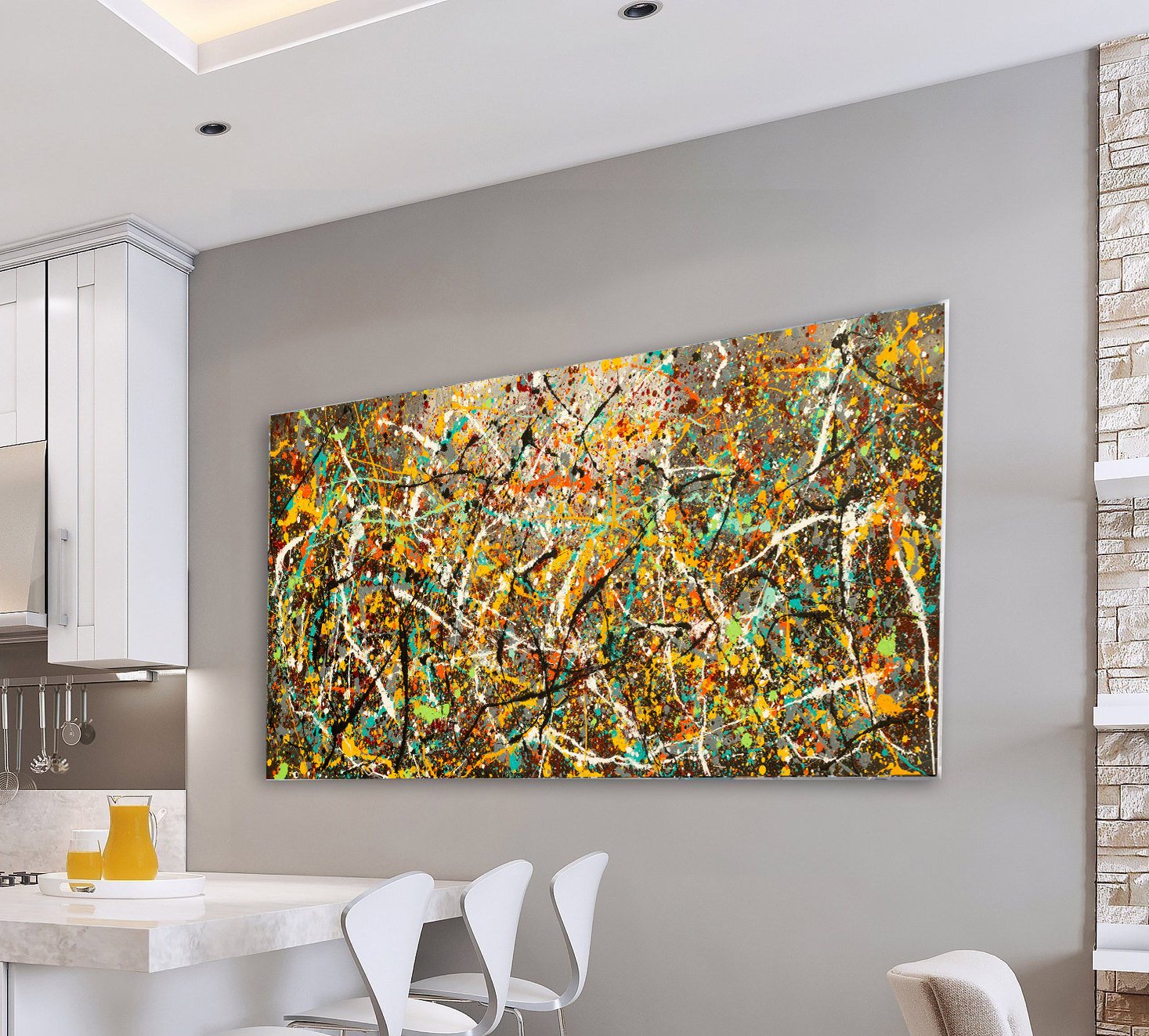 Painting Art Vintage Style Jackson Pollock large wall art on Canvas Rustic Decor for Luxury Homes - Vintage Beauty 126 - LargeModernArt