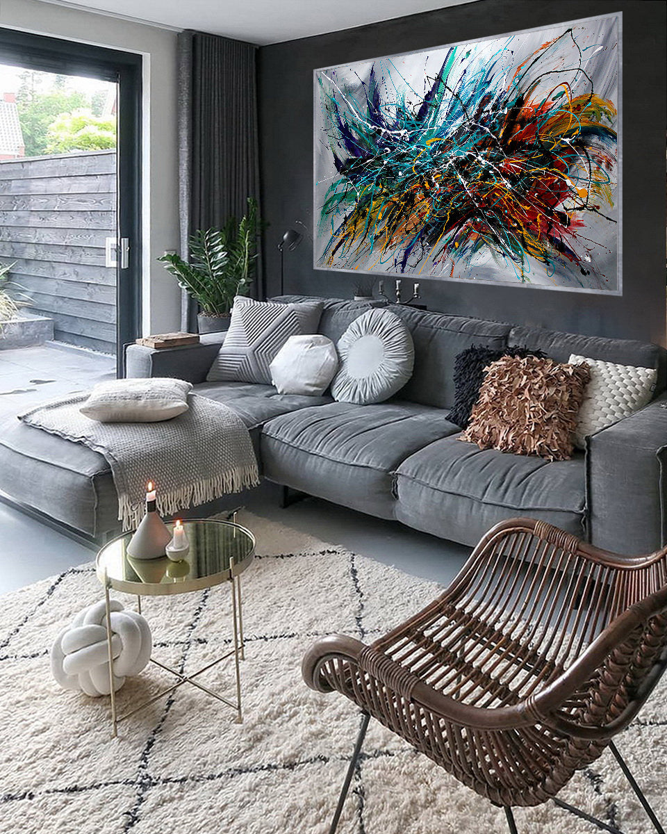 Abstract Modern Art Modern Wall Art Amazing Abstract Gold Flow Painting - Holiday Joy - LargeModernArt