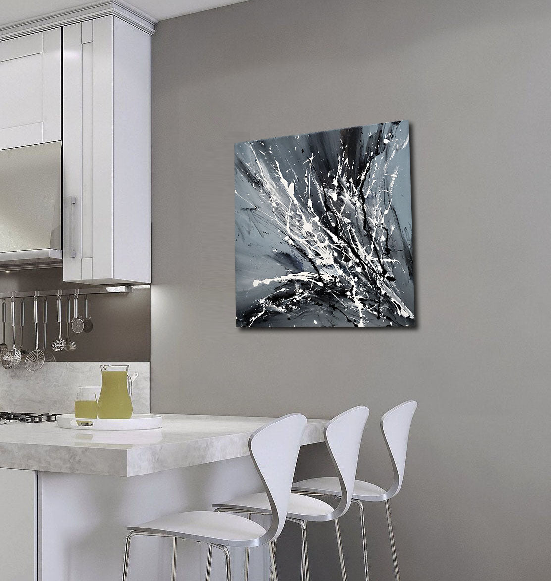 Black White Painting On Canvas Original Artwork For Sale, Modern Interior Decor - Unreal Beauty 2 - LargeModernArt