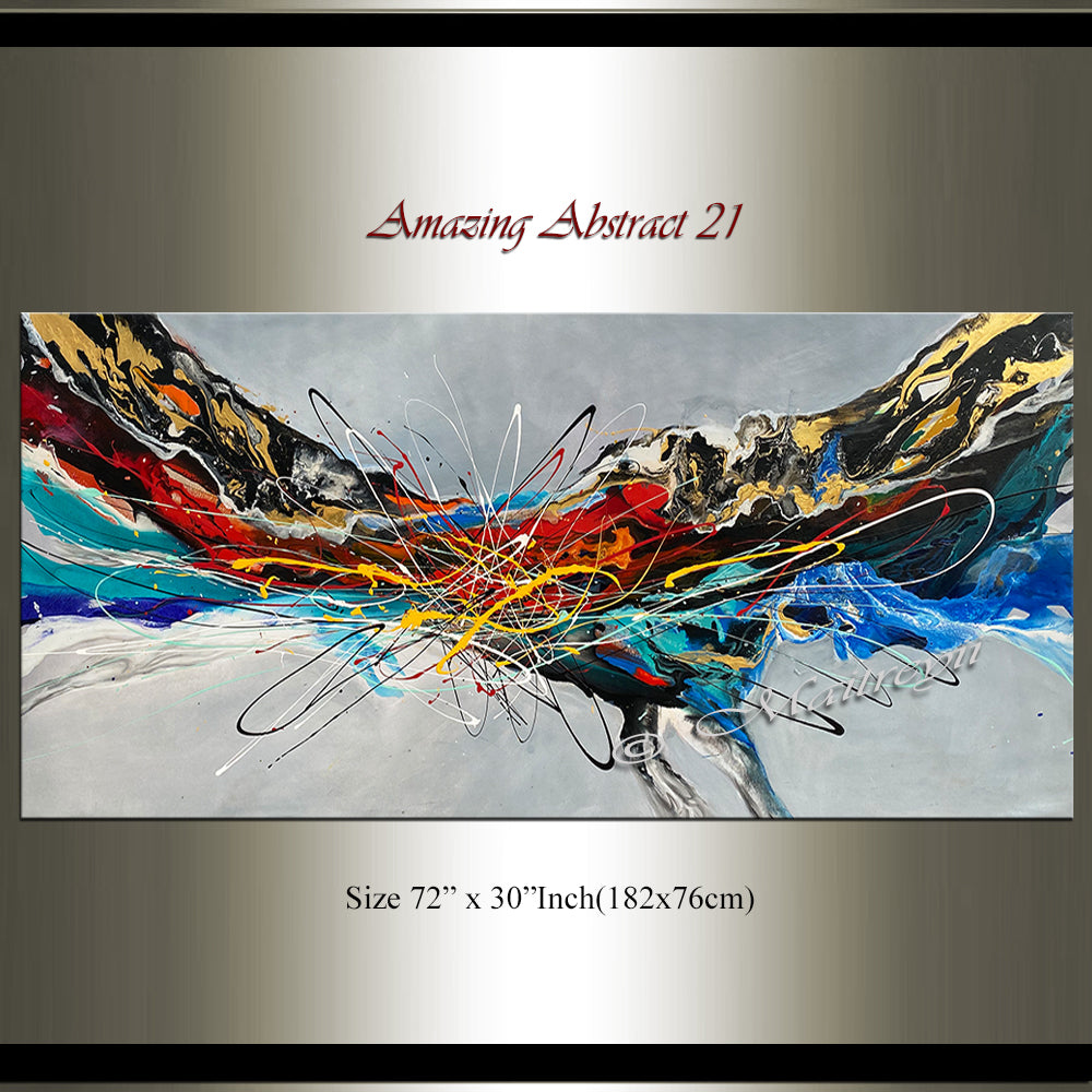 Abstract Modern Art Oil Painting on canvas Abstract Gold Flow Painting - Amazing Abstract 21 - LargeModernArt