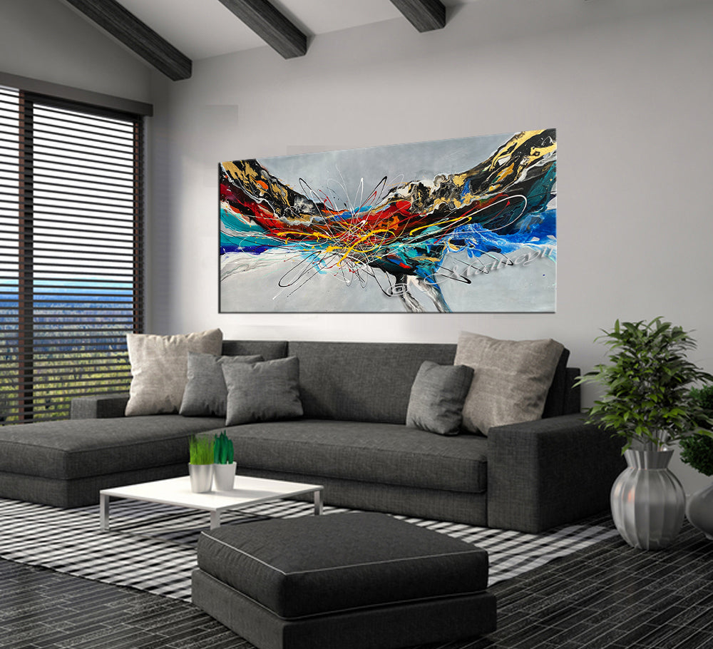 Abstract Modern Art Oil Painting on canvas Abstract Gold Flow Painting - Amazing Abstract 21 - LargeModernArt