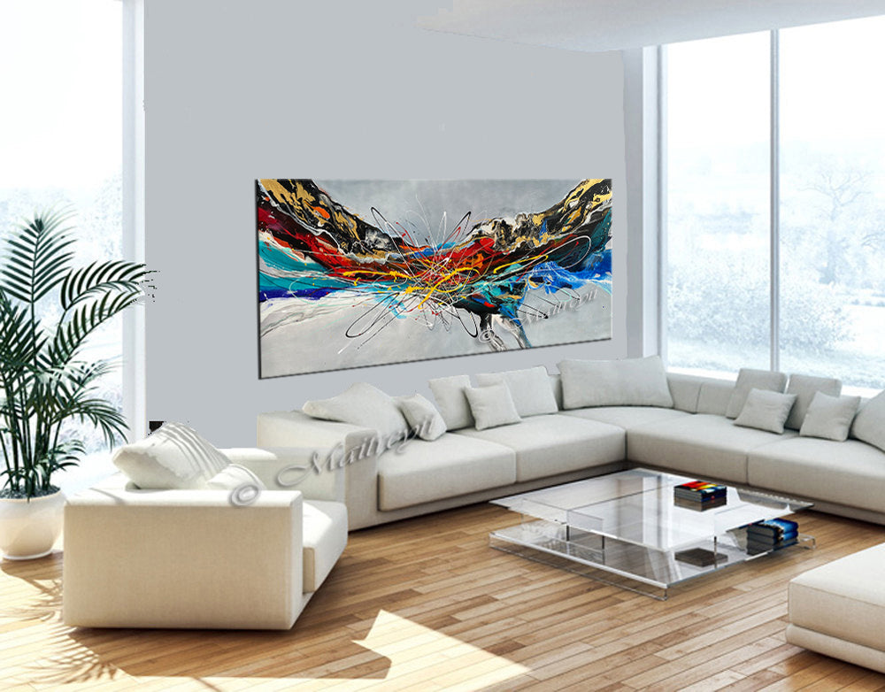 Abstract Modern Art Oil Painting on canvas Abstract Gold Flow Painting - Amazing Abstract 21 - LargeModernArt