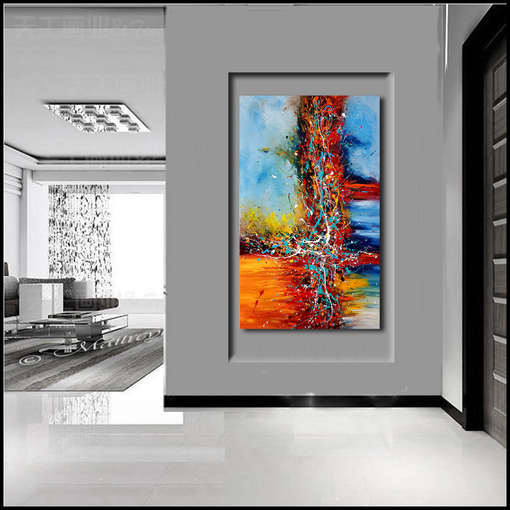 Original Paintings for Sale, Jackson Pollock Style abstract art on Canvas, Modern Wall decor Office Lobby - LargeModernArt