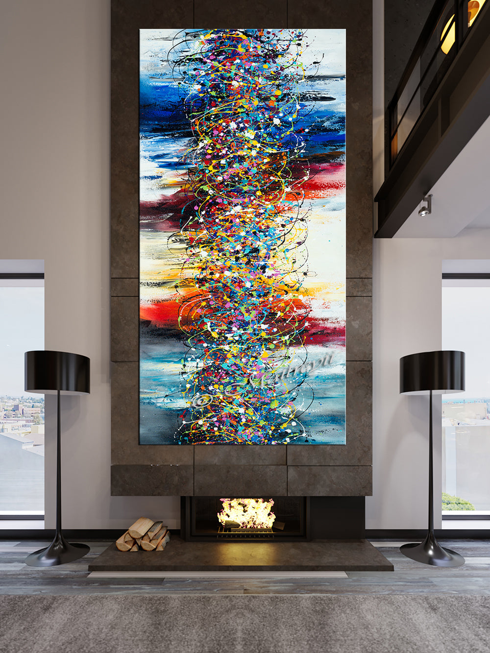 Abstract Angel Paintings | Jackson Pollock Style | Large Modern Art - Beauty of Bridge 6