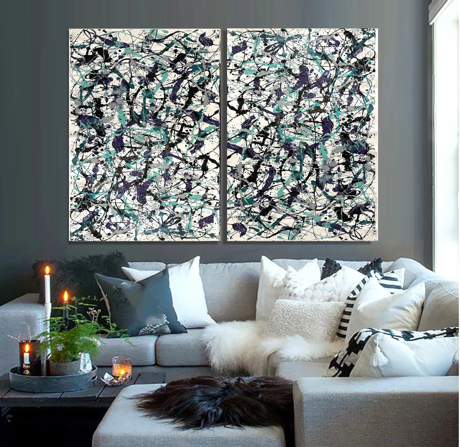 Painting Jackson Pollock Style Drip Style Abstract art on Canvas, large Wall Art - Vintage Beauty 156