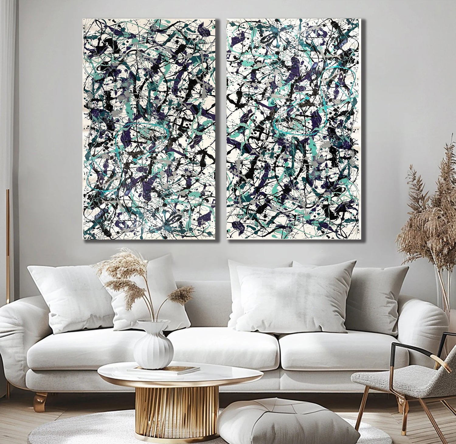 Painting Jackson Pollock Style Drip Style Abstract art on Canvas, large Wall Art - Vintage Beauty 156