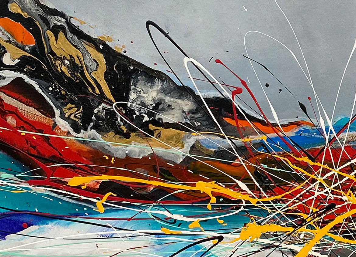 Abstract Modern Art Oil Painting on canvas Abstract Gold Flow Painting - Amazing Abstract 21 - LargeModernArt