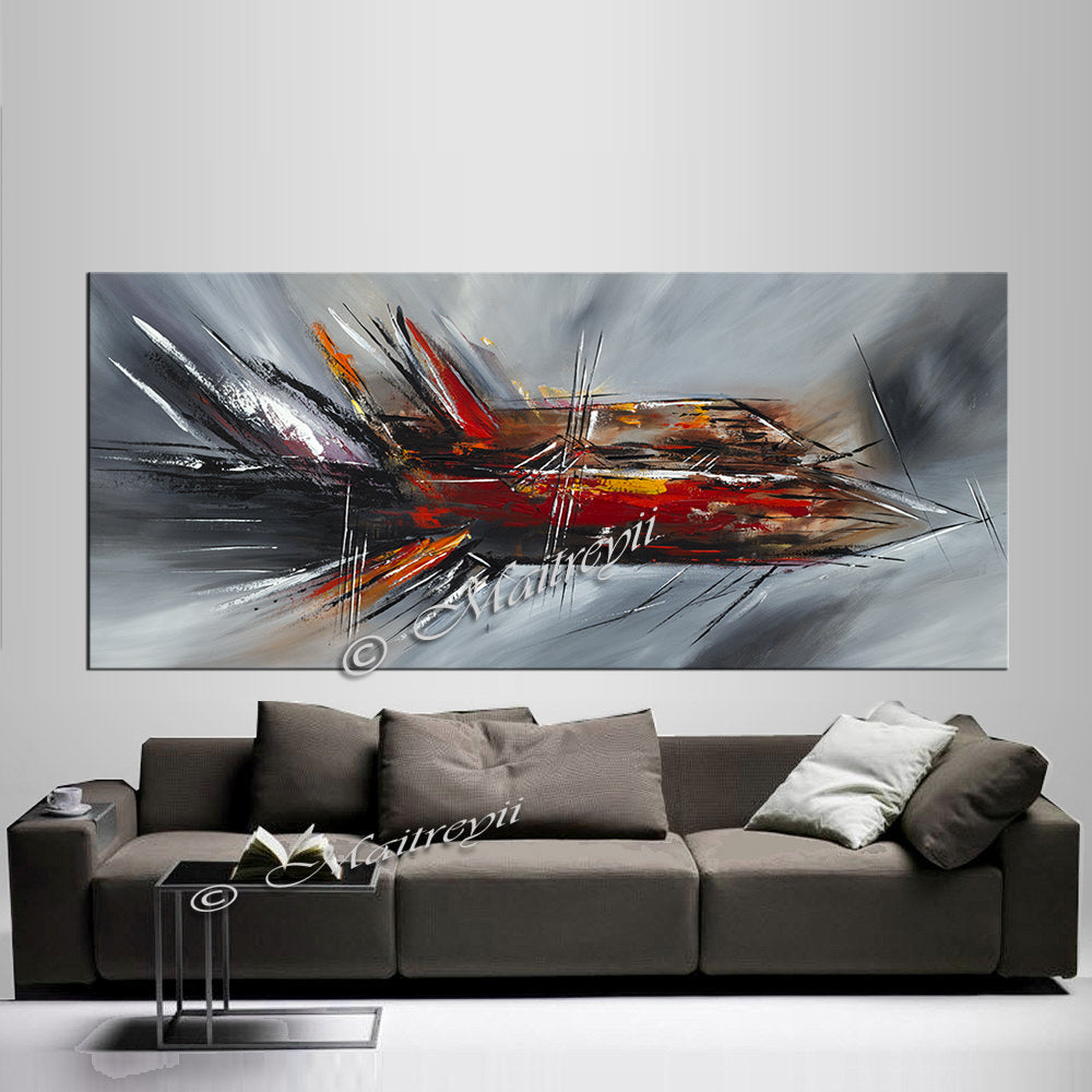 Large Modern Art Oil Painting on Canvas - Modern Abstract Wall Art Fighter Plane 4 - LargeModernArt