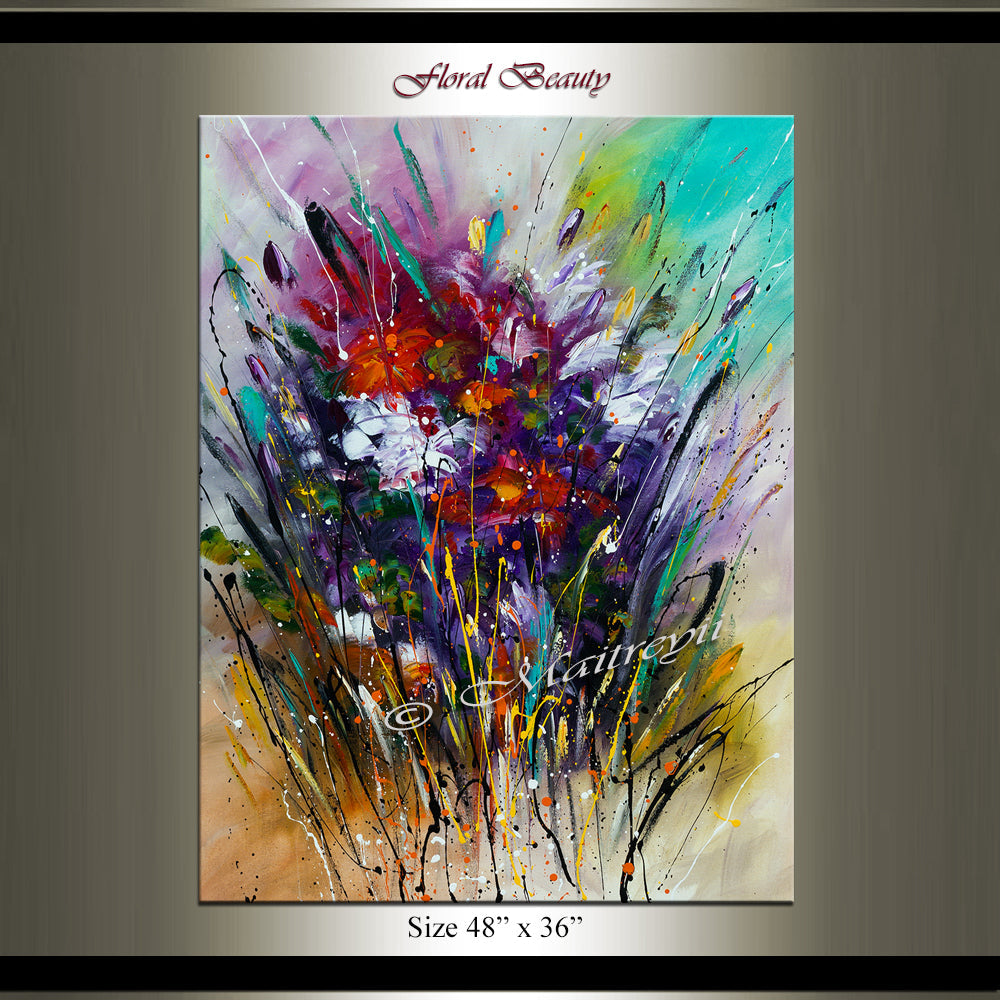 Original Modern Art Oil Painting For Sale -Floral Beauty - LargeModernArt