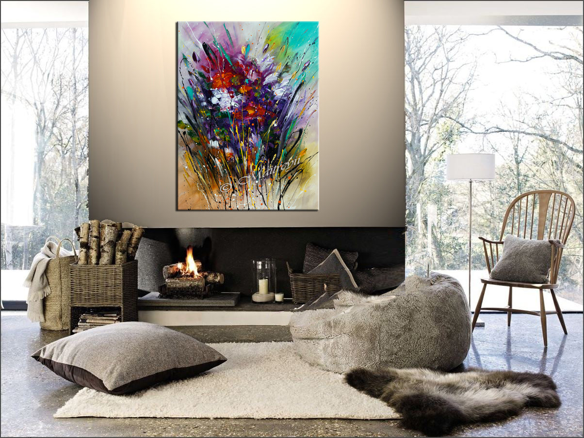 Original Modern Art Oil Painting For Sale -Floral Beauty - LargeModernArt