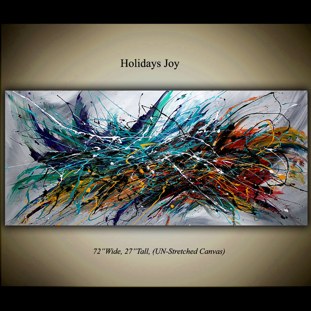Abstract Modern Art Modern Wall Art Amazing Abstract Gold Flow Painting - Holiday Joy - LargeModernArt