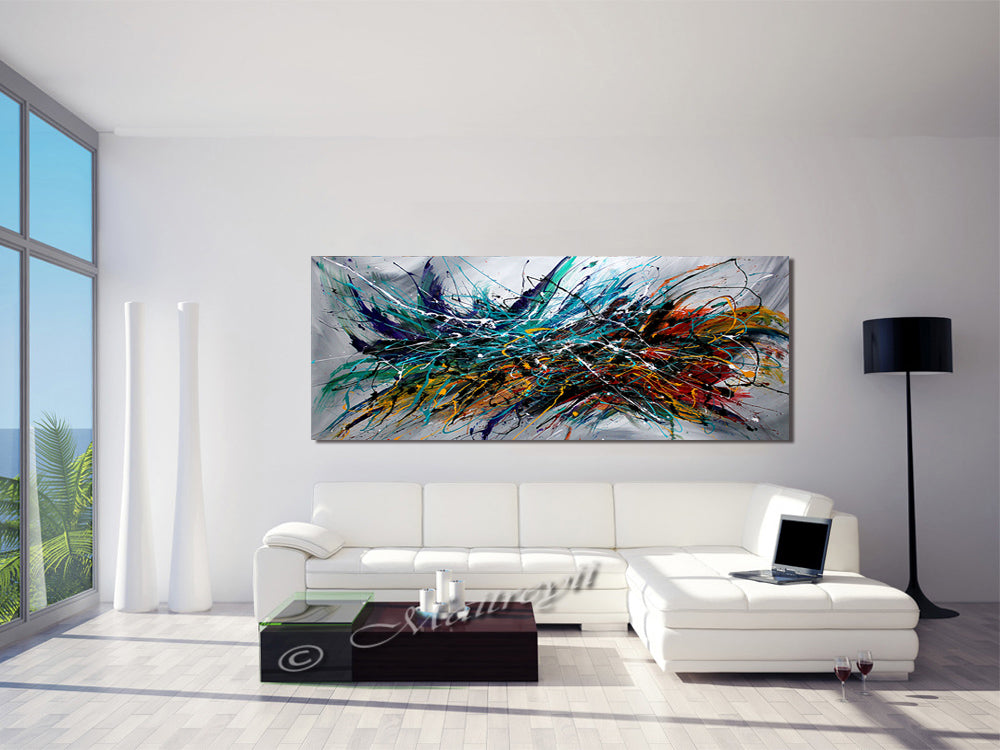 Abstract Modern Art Modern Wall Art Amazing Abstract Gold Flow Painting - Holiday Joy - LargeModernArt