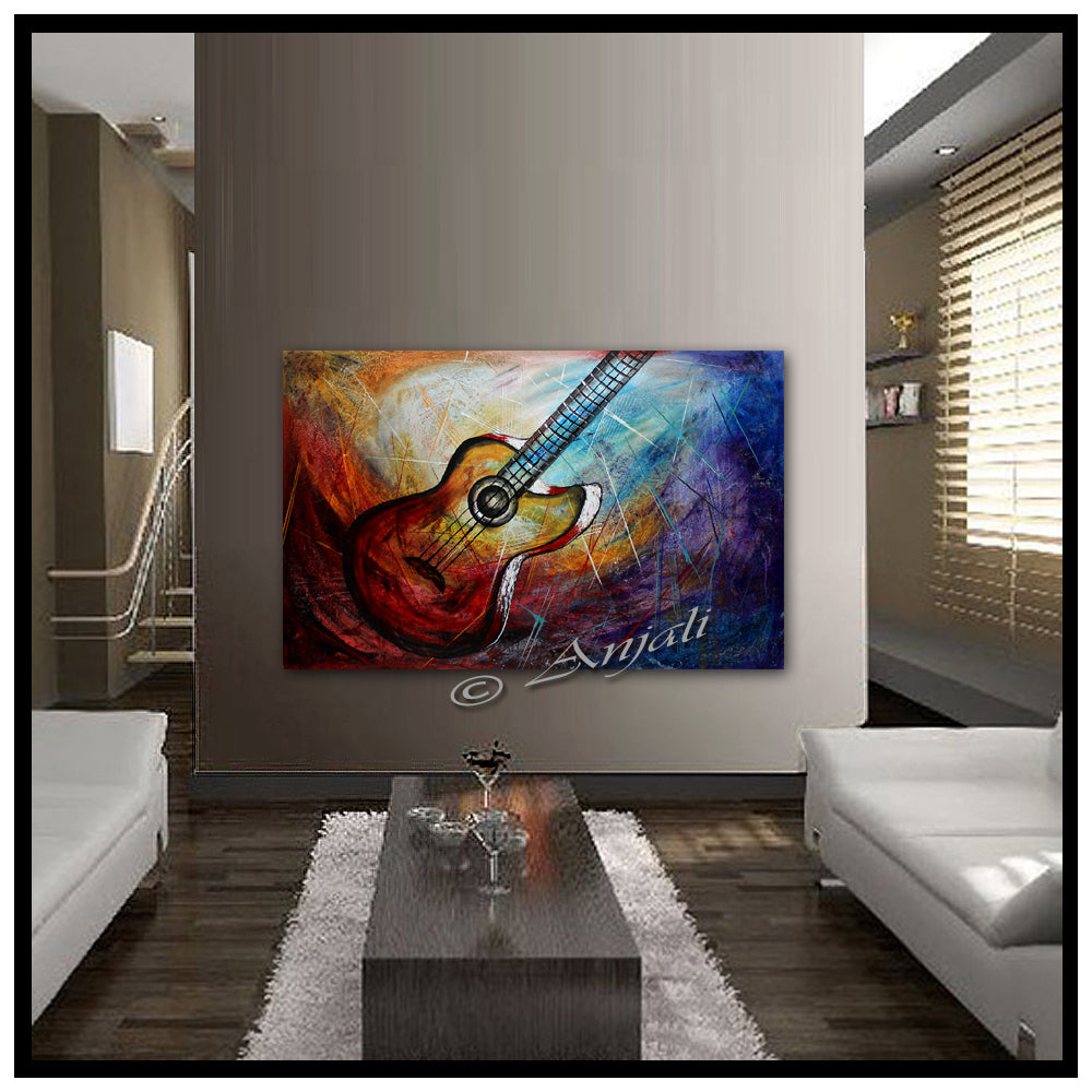 Large wall art - Music Home Decor Guitar Wall Art - LargeModernArt