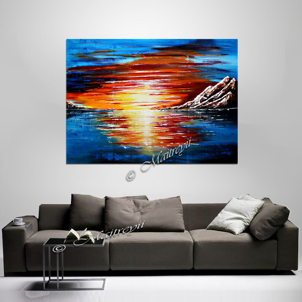 Large Ocean Painting - Last Sunset - LargeModernArt