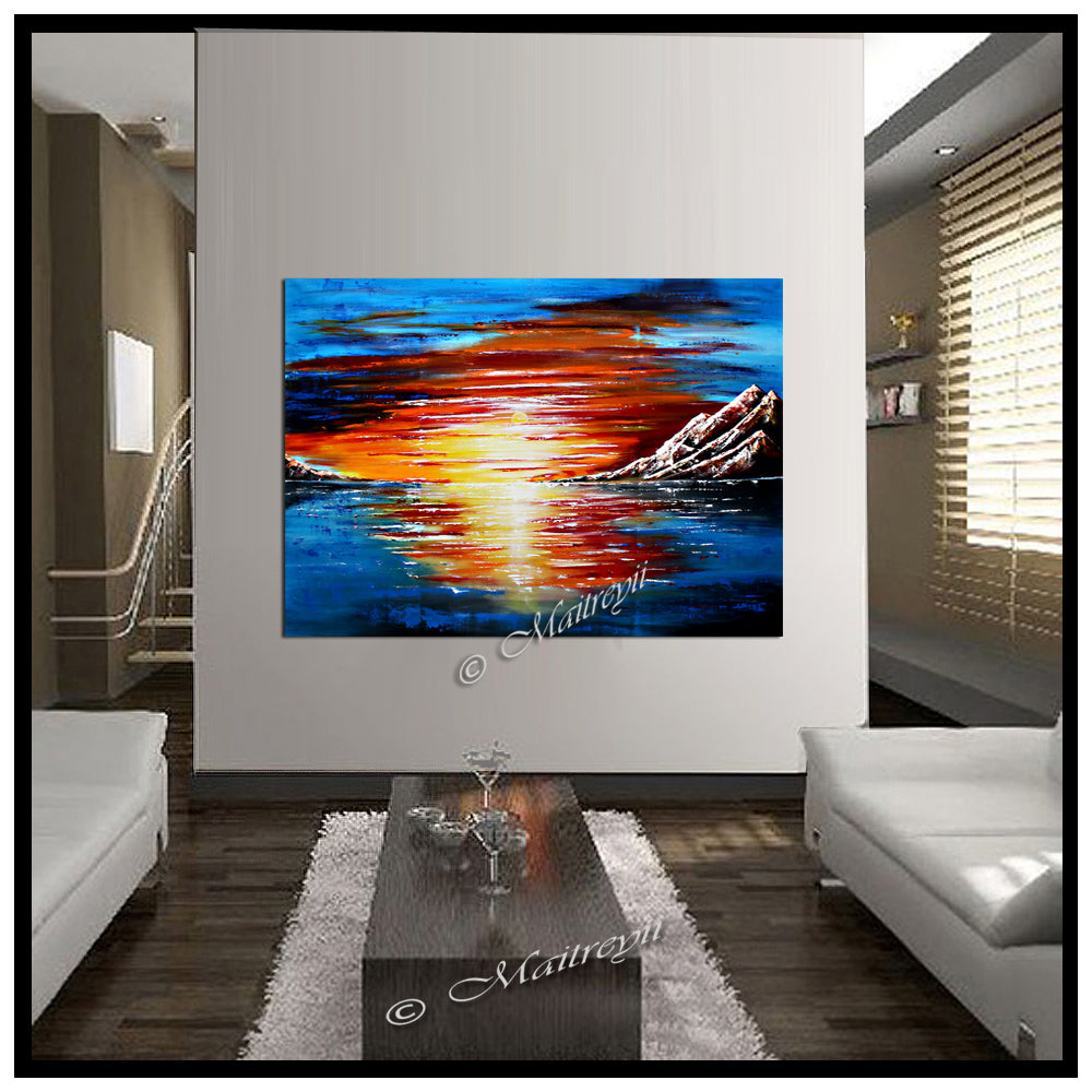 Large Ocean Painting - Last Sunset - LargeModernArt