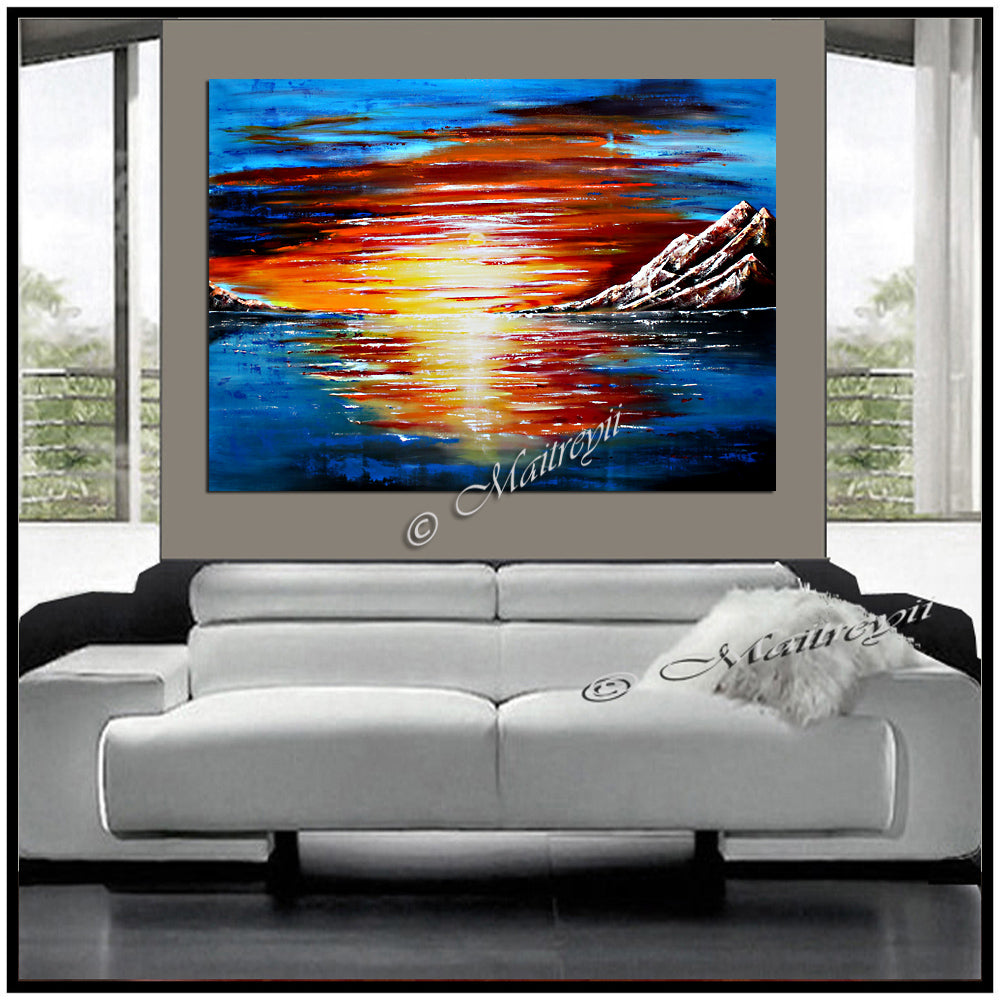 Large Ocean Painting - Last Sunset - LargeModernArt