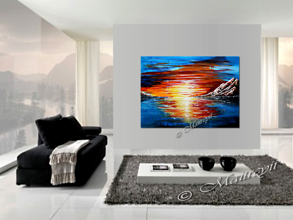 Large Ocean Painting - Last Sunset - LargeModernArt