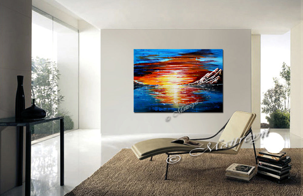 Large Ocean Painting - Last Sunset - LargeModernArt