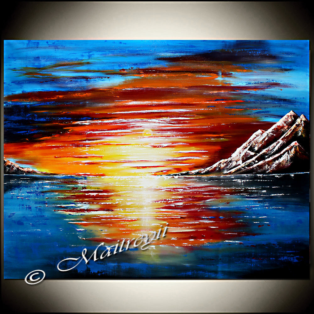 Large Ocean Painting - Last Sunset - LargeModernArt
