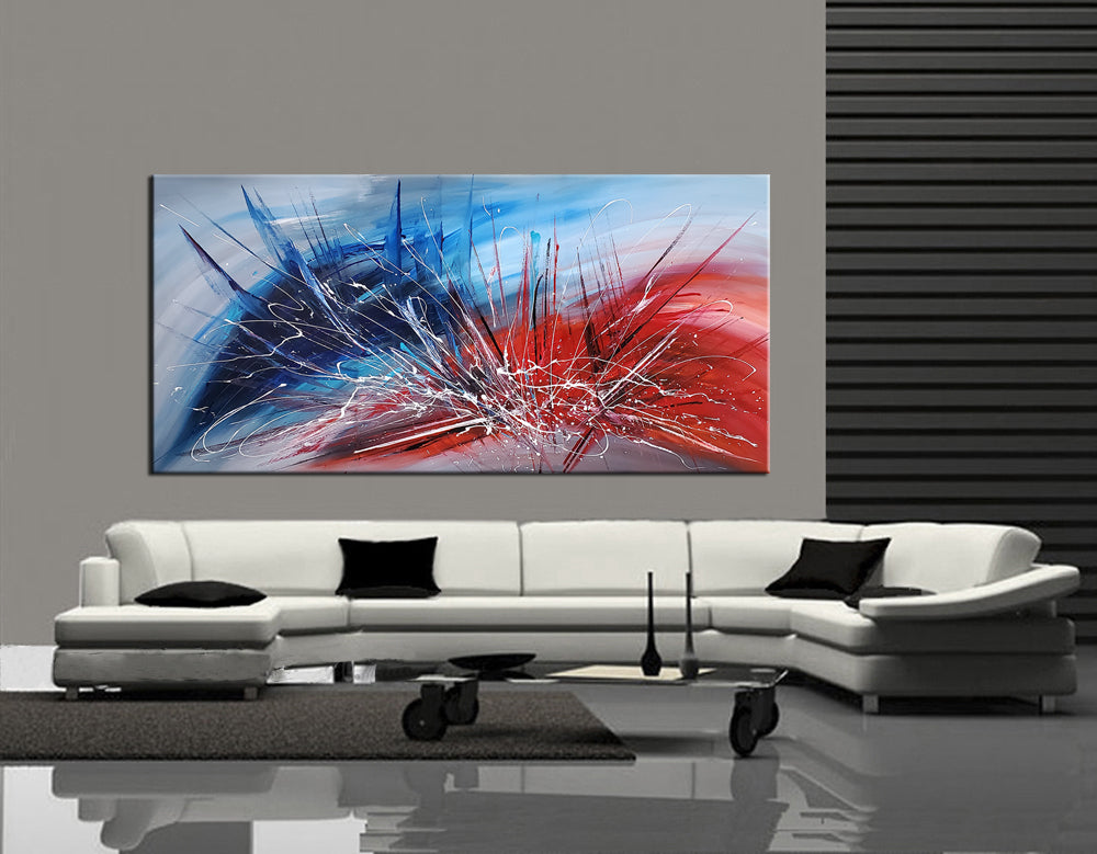 Abstract Painting for sale, Blue, Red Painting Express Shipping, Home Decor Wall Art - Beauty of Light - LargeModernArt