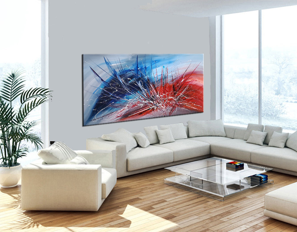 Abstract Painting for sale, Blue, Red Painting Express Shipping, Home Decor Wall Art - Beauty of Light - LargeModernArt