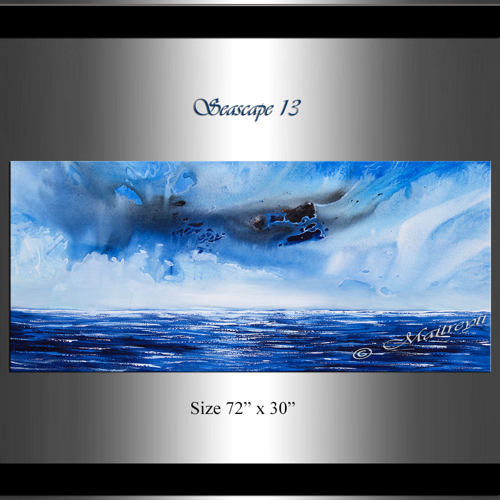 Abstract Modern Art Oil Painting on Canvas Modern Wall Art Mystic Texture Painting - Seascape 13 - LargeModernArt