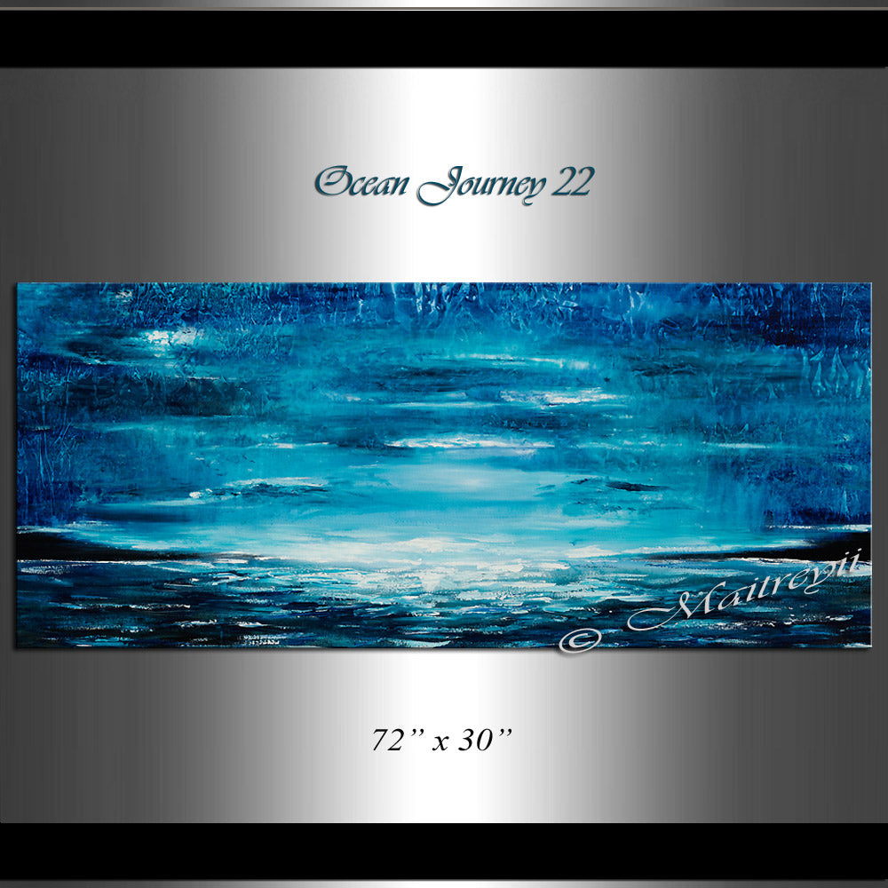 Large Ocean Art Oil Painting on Canvas Modern Wall Art Seascape - Ocean Journey 22 - LargeModernArt