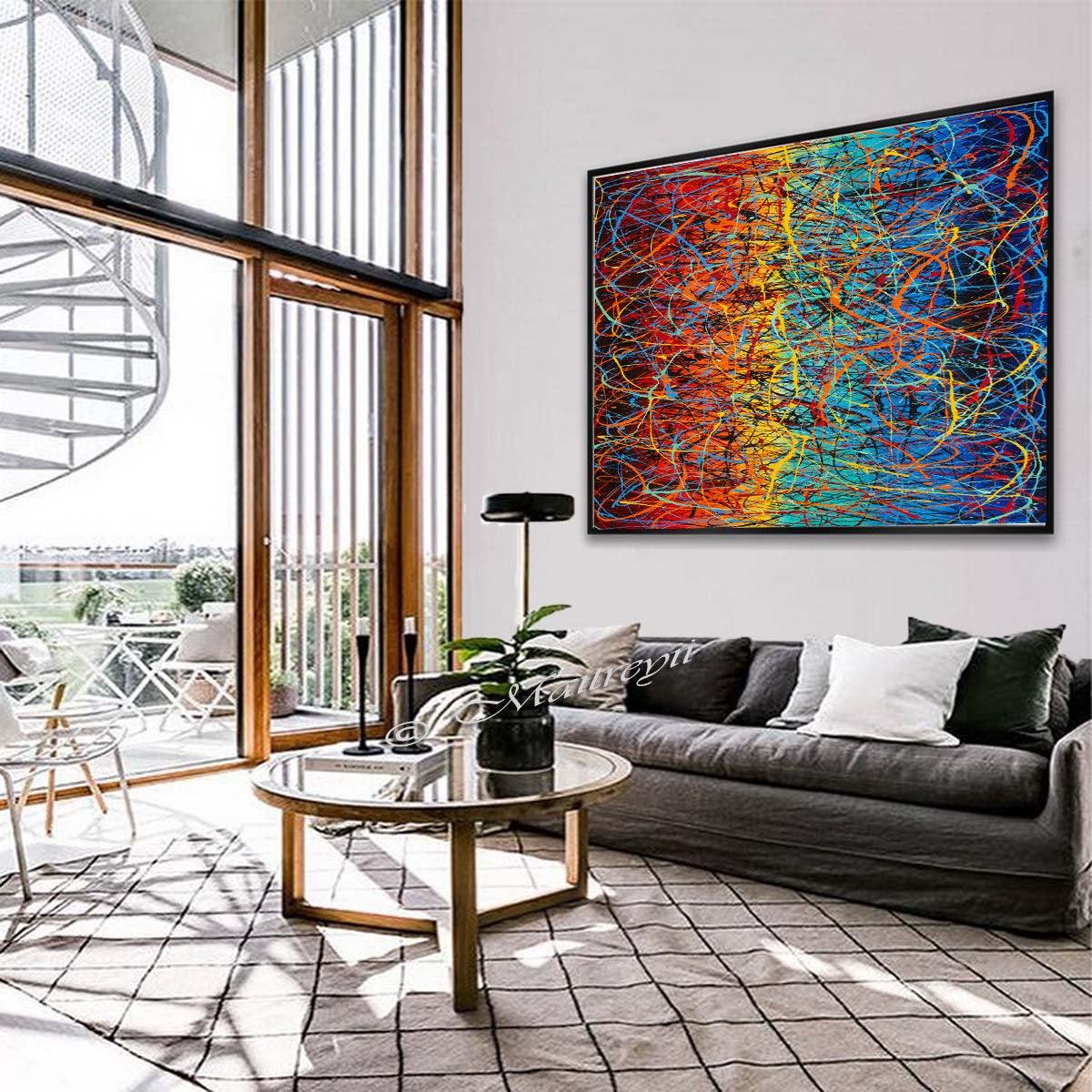 Jackson Pollock Style | Abstract artwork large oil painting on canvas oversize luxury Homes - Vintage Beauty 15 - LargeModernArt