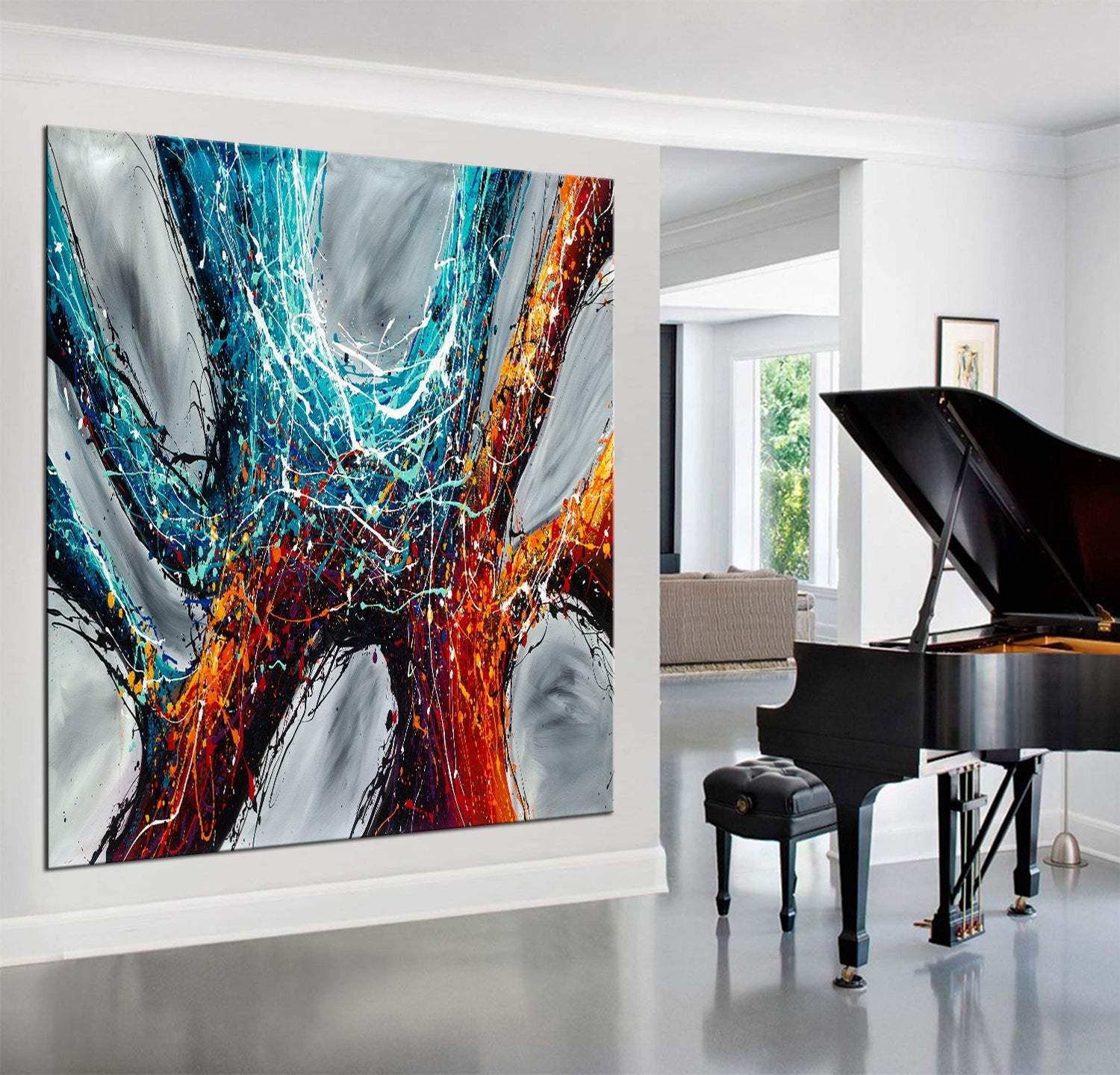 Wall Art Jackson Pollock Style Artwork Paintings Home Art - Power of Elegance 2