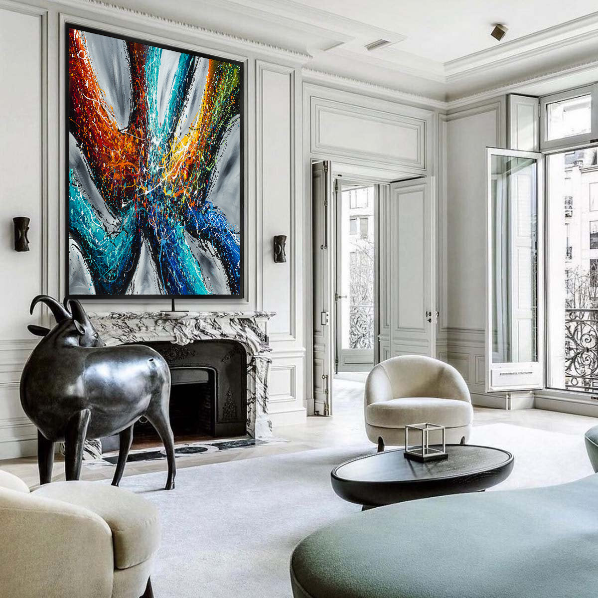 Large Modern Art Oil Painting on Canvas Modern Wall Art - Power of Elegance 4 - LargeModernArt