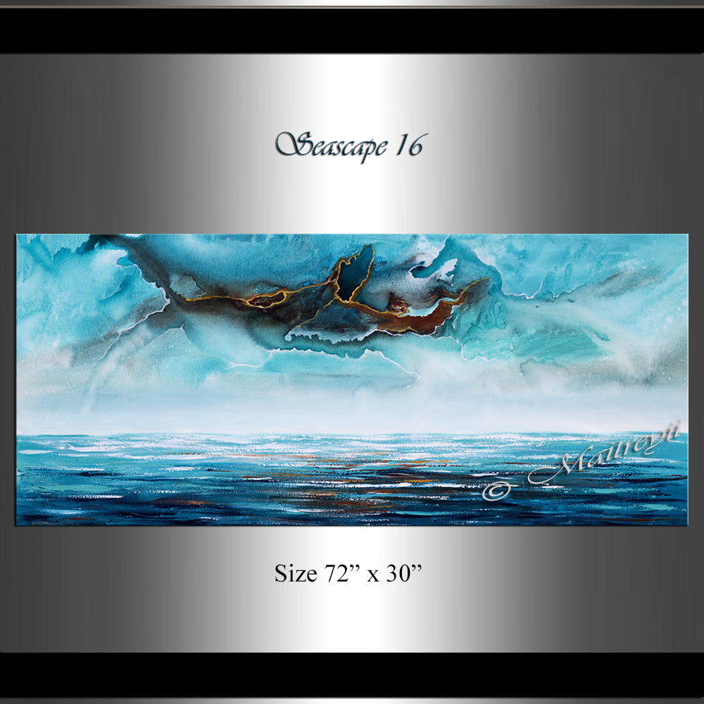 Abstract Modern Art Oil Painting on Canvas Modern Wall Art Mystic Texture Painting - Seascape 16 - LargeModernArt