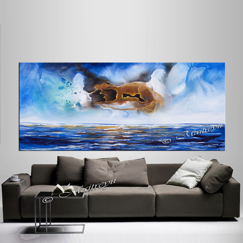 Abstract Modern Art Oil Painting on Canvas Modern Wall Art Mystic Texture Painting - Seascape 20 - LargeModernArt