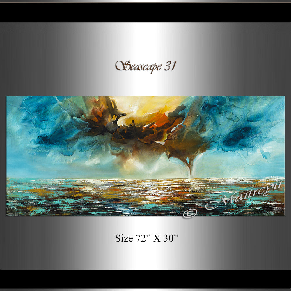 Abstract Modern Art Oil Painting on Canvas Modern Wall Art Mystic Texture Painting - Seascape 31 - LargeModernArt