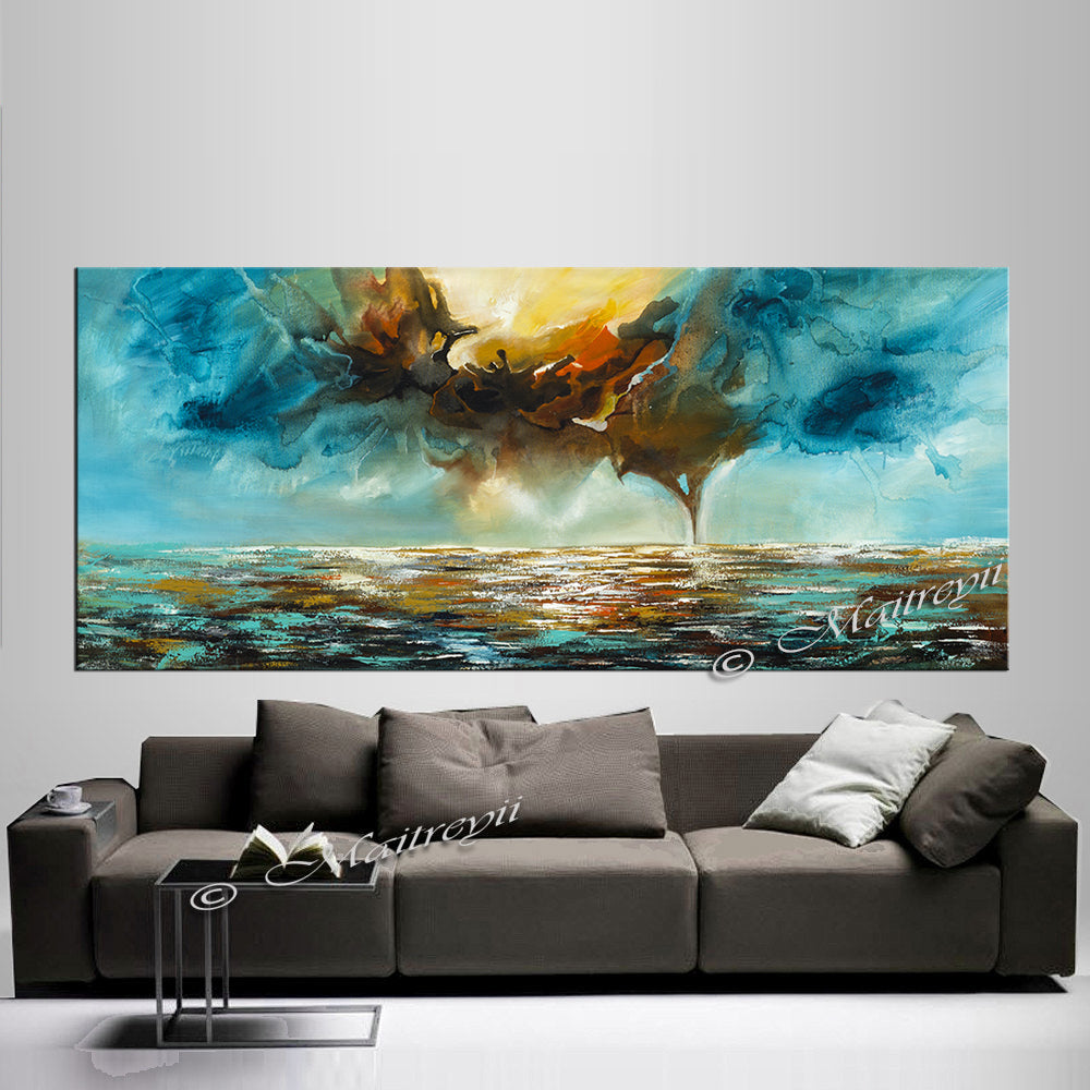 Abstract Modern Art Oil Painting on Canvas Modern Wall Art Mystic Texture Painting - Seascape 31 - LargeModernArt