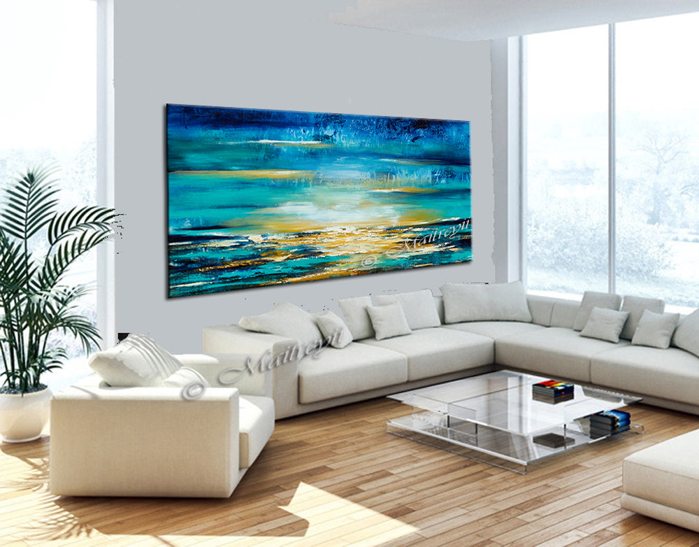 Large Ocean Art Oil Painting on Canvas Modern Wall Art Seascape - Ocean Journey 8 - LargeModernArt