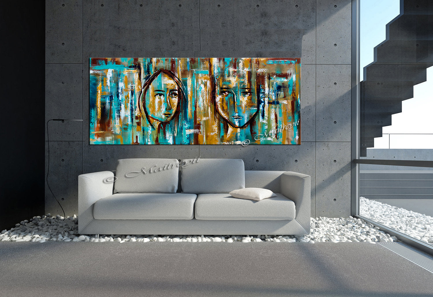 Large Modern Art Oil Painting on Canvas Modern Wall Art Figurative - Divine Love 7 - LargeModernArt
