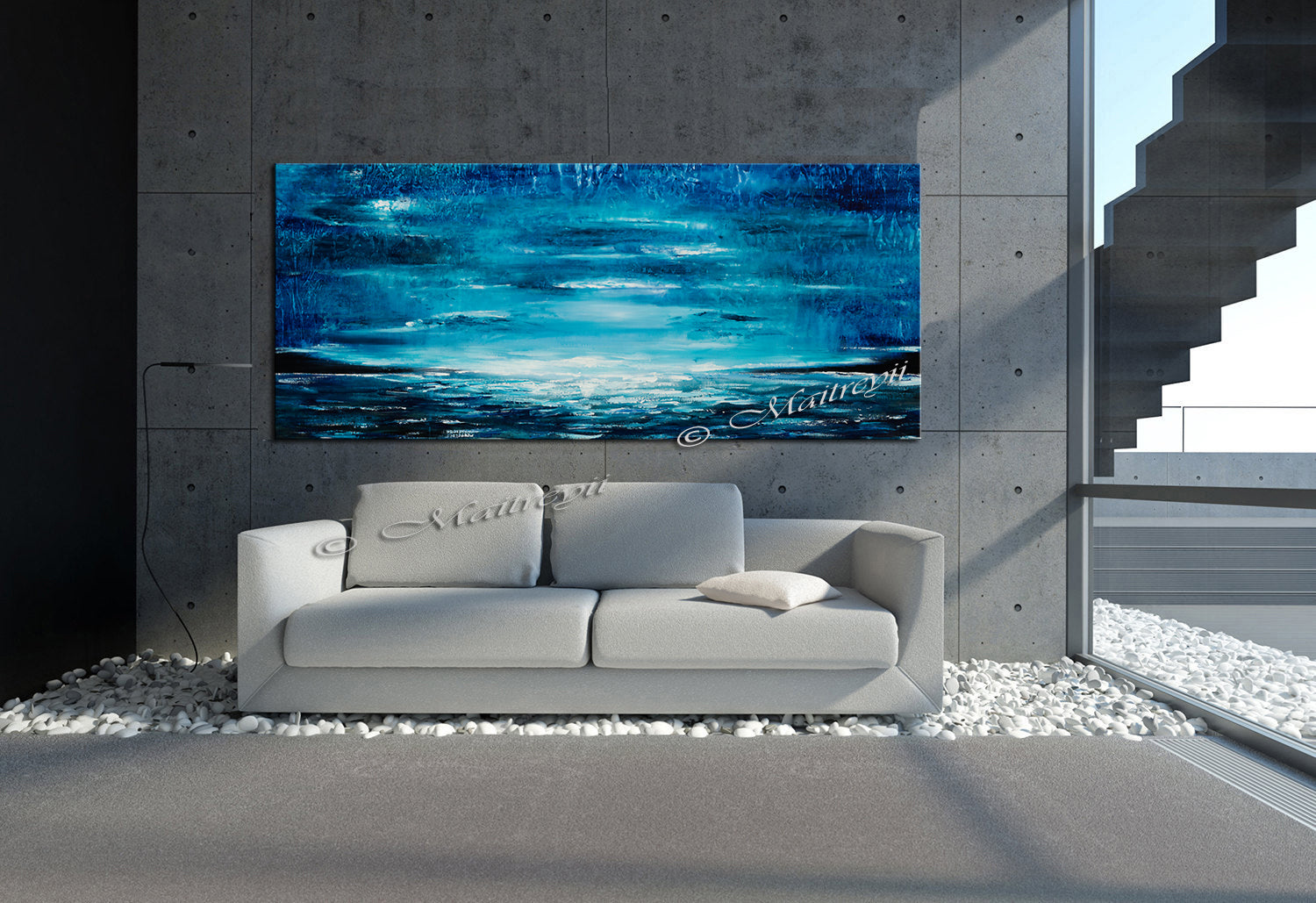 Large Ocean Art Oil Painting on Canvas Modern Wall Art Seascape - Ocean Journey 22 - LargeModernArt