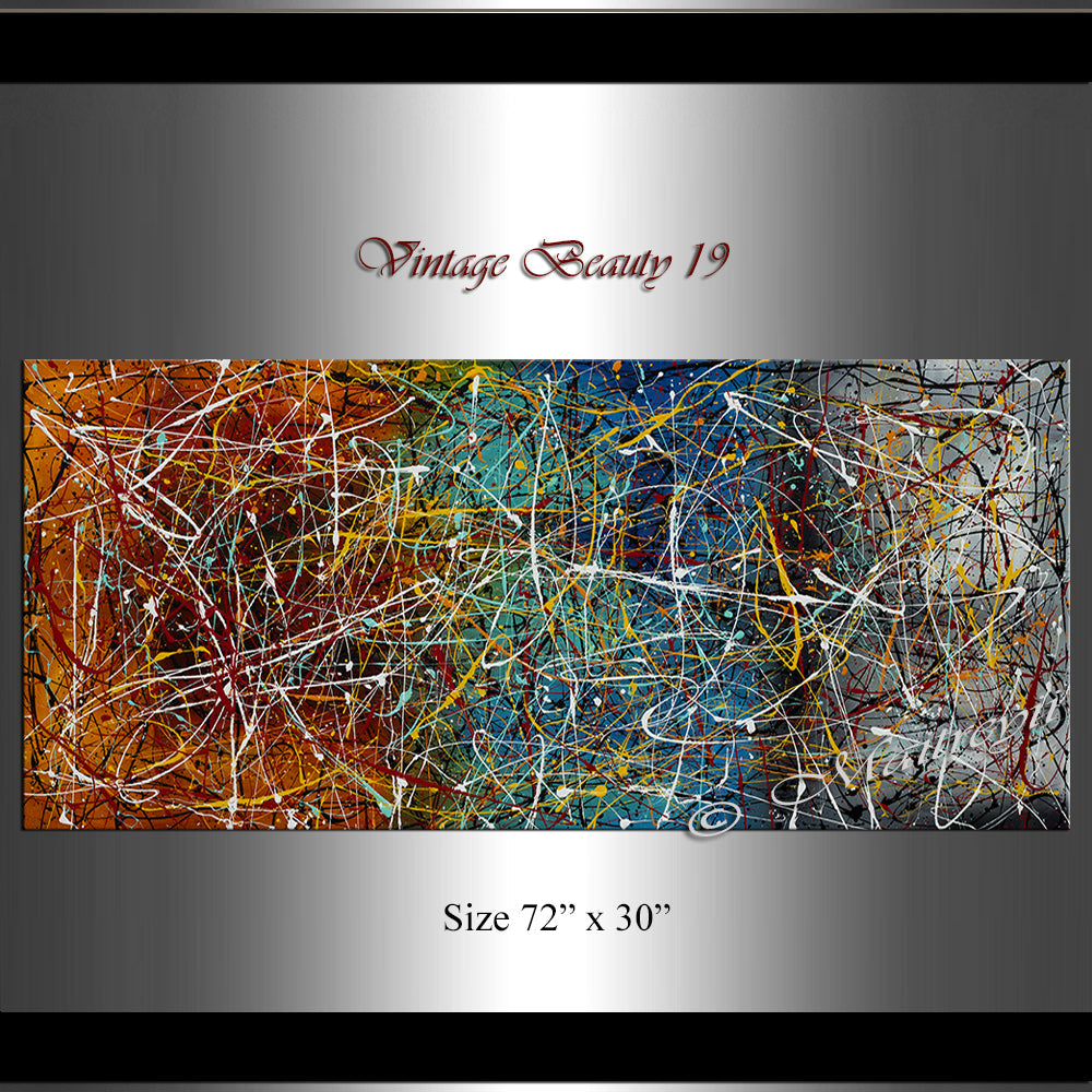 Jackson Pollock Style | Abstract artwork large oil painting on canvas modern wall art - Vintage Beauty 19 - LargeModernArt