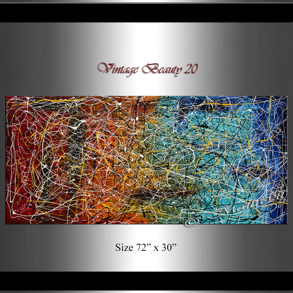 Jackson Pollock Style | Abstract artwork large oil painting on canvas luxury Homes - Vintage Beauty 20 - LargeModernArt