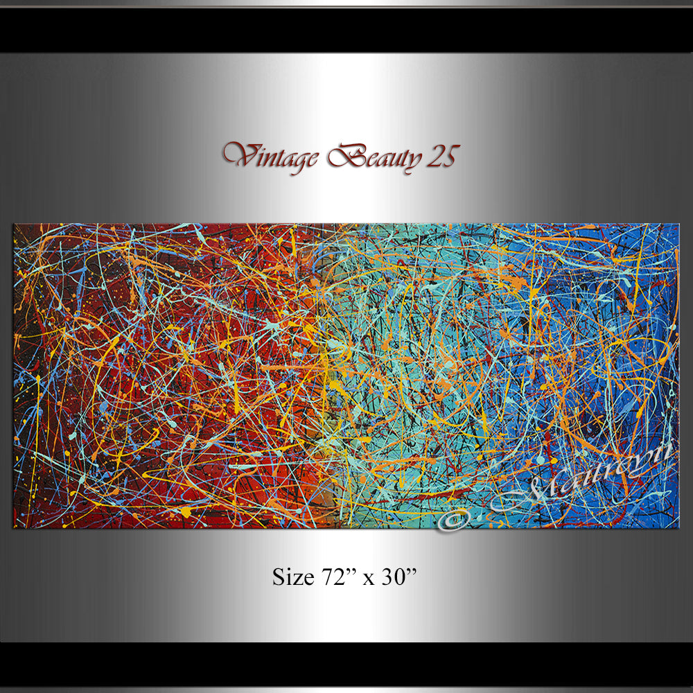 Jackson Pollock Style | Abstract artwork large oil painting on canvas modern wall - Vintage Beauty 25 - LargeModernArt