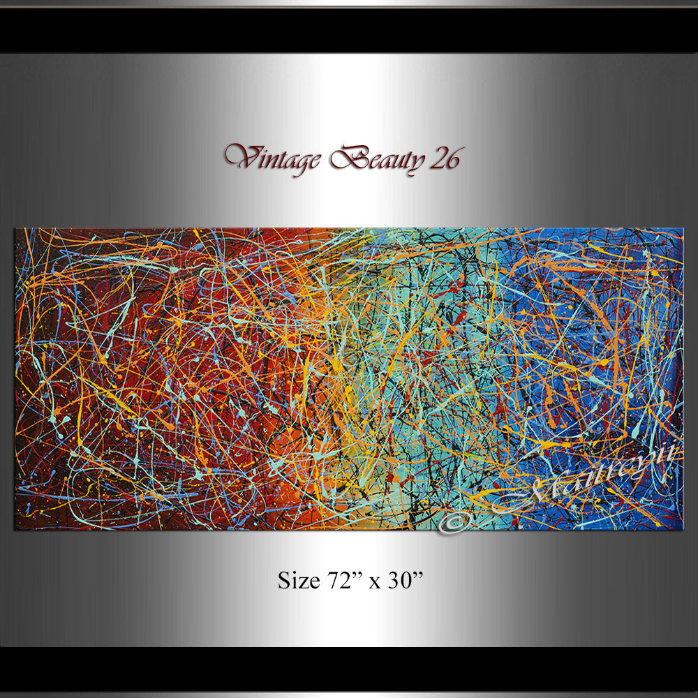Jackson Pollock Style | Abstract artwork large oil painting on canvas for luxury Homes - Vintage Beauty 26 - LargeModernArt