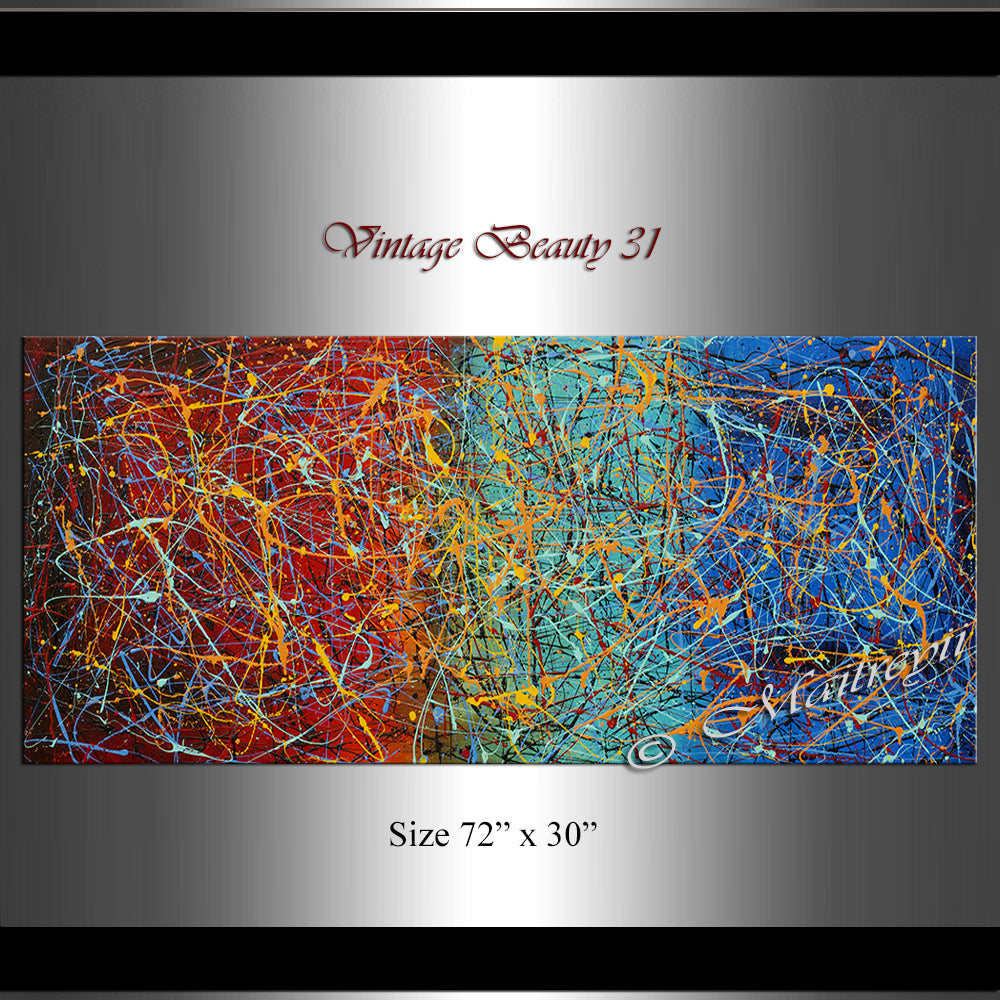 Jackson Pollock Style | Abstract artwork large oil painting on canvas oversize luxury Homes - Vintage Beauty 31 - LargeModernArt