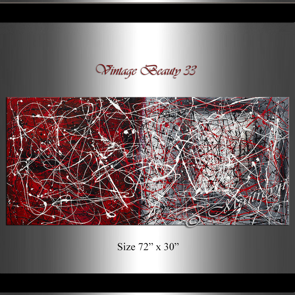Jackson Pollock Style | Abstract artwork large oil painting on canvas oversize luxury Homes - Vintage Beauty 33 - LargeModernArt