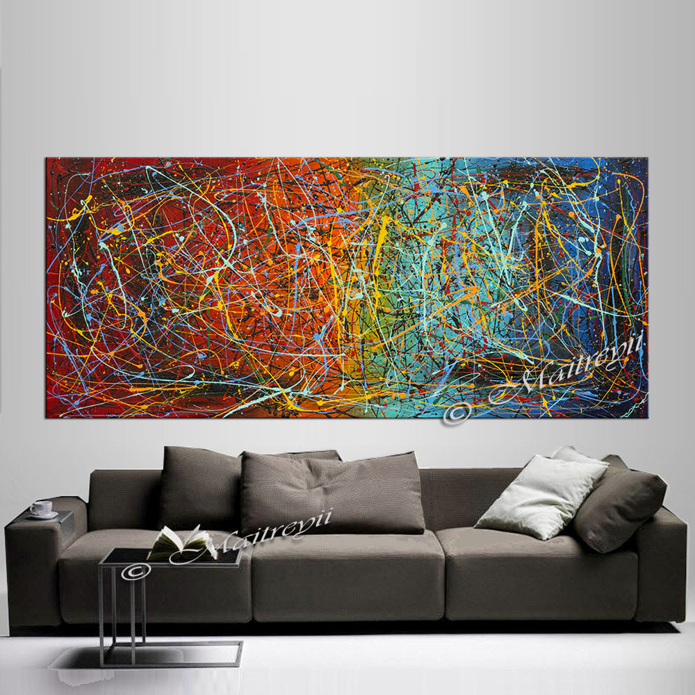 Jackson Pollock Style | Abstract artwork large oil painting on canvas modern wall art - Vintage Beauty 40 - LargeModernArt