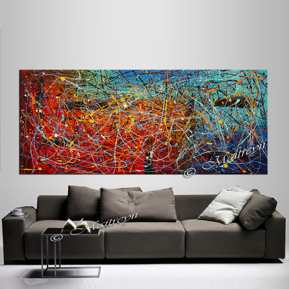Jackson Pollock Style | Abstract artwork large oil painting on canvas modern wall art - Vintage Beauty 43 - LargeModernArt