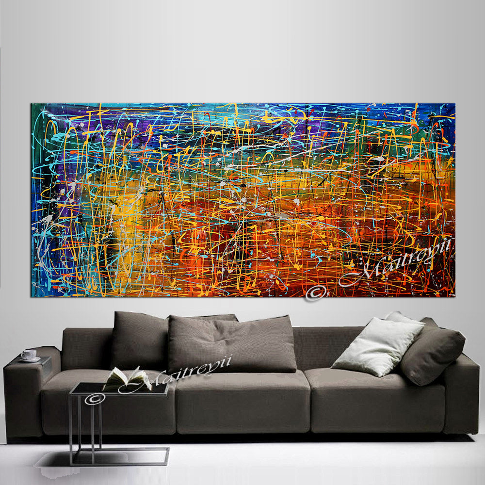 Jackson Pollock Style | Abstract artwork large oil painting on canvas oversize luxury Homes - Vintage Beauty 50 - LargeModernArt