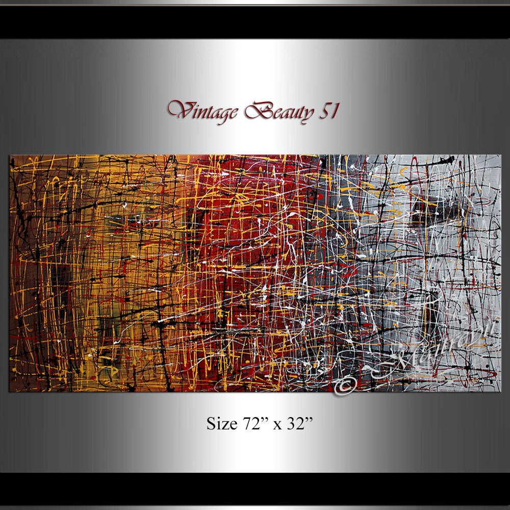 Jackson Pollock Style | Abstract artwork large oil painting on canvas modern wall art - Vintage Beauty 51 - LargeModernArt