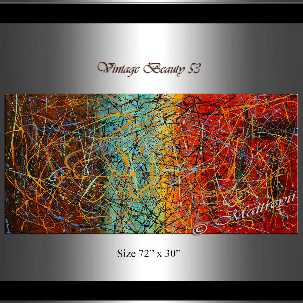 Jackson Pollock Style | Abstract artwork large oil painting on canvas modern wall art - Vintage Beauty 53 - LargeModernArt
