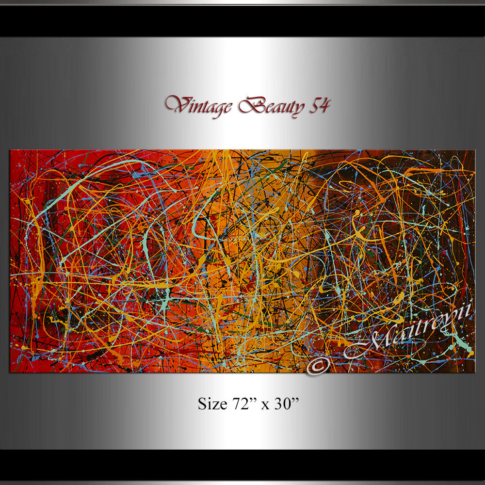Jackson Pollock Style | Abstract artwork large oil painting on canvas modern wall art - Vintage Beauty 54 - LargeModernArt