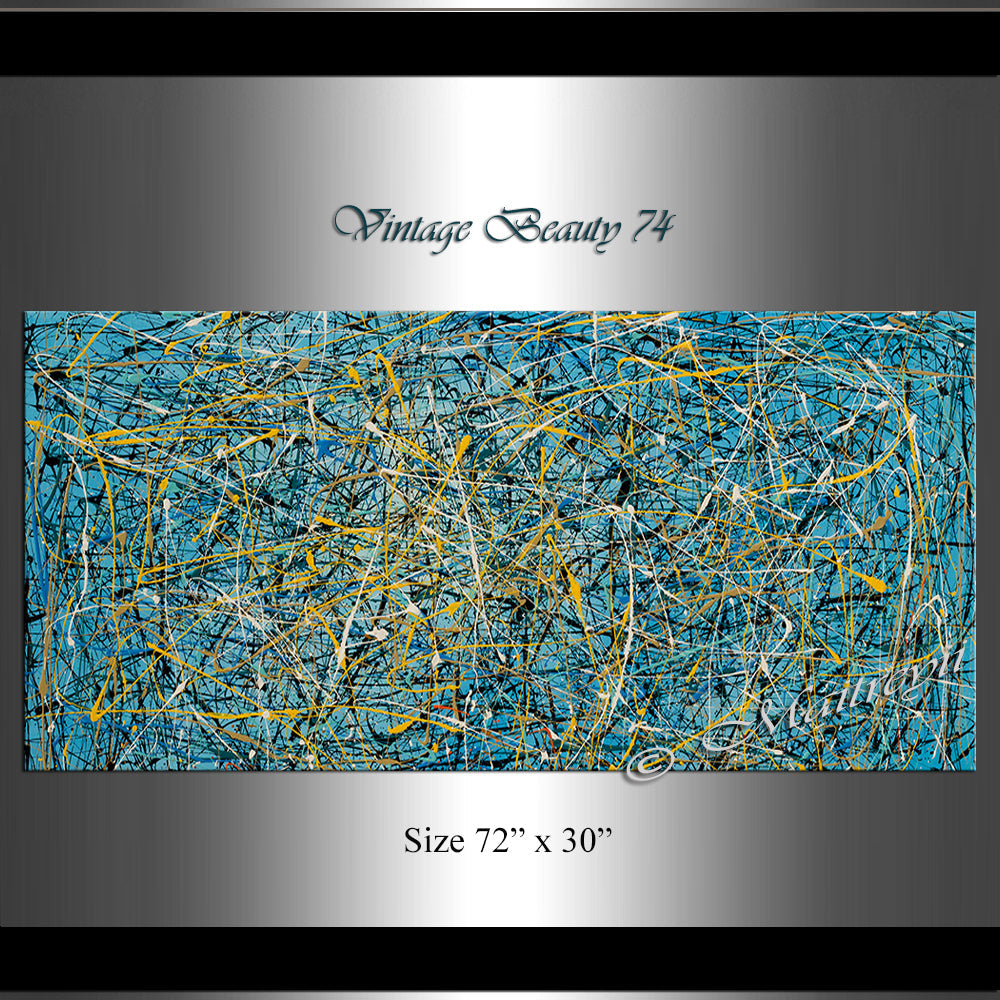 Jackson Pollock Style | Abstract artwork large oil painting on canvas modern wall art - Vintage Beauty 74 - LargeModernArt